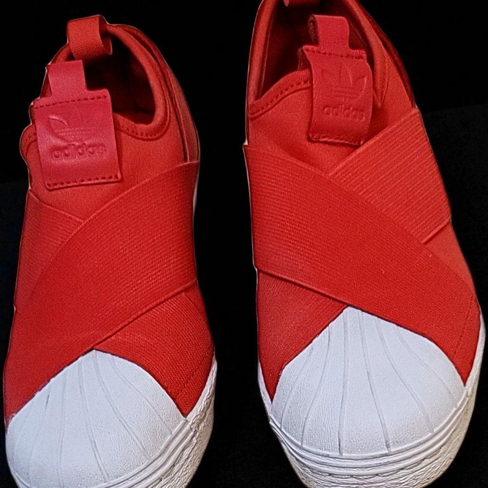 Adidas Womens Bright Red and White Sneakers